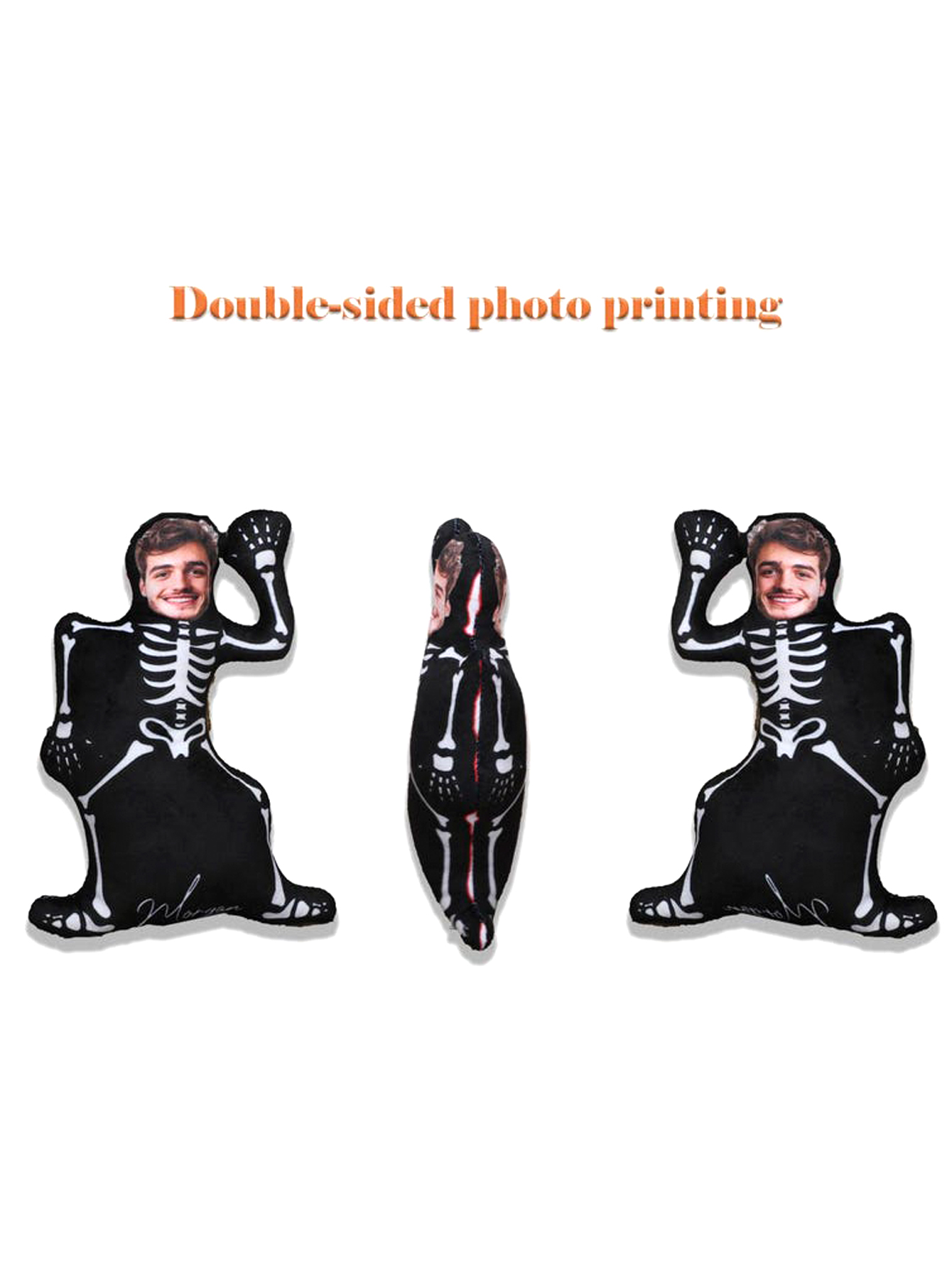 Custom Halloween Skeleton Photo Pillow